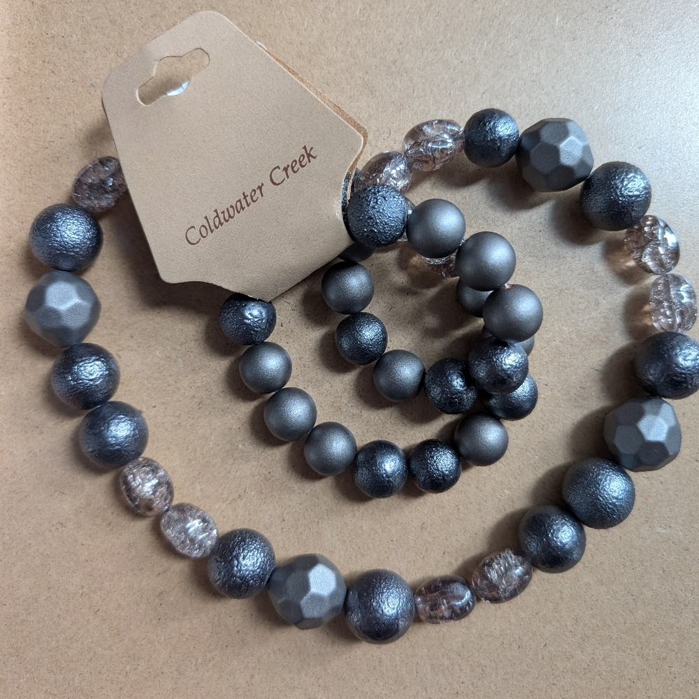 Vintage Coldwater Creek Gray stacked bauble Necklace